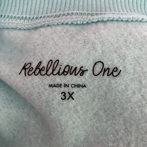 REBELLIONS ONE SWEATSHIRT WOMENS JUNIORS GREEN (AQUA) PULL ON GRAPHIC FLEECEE - Picture 9 of 10